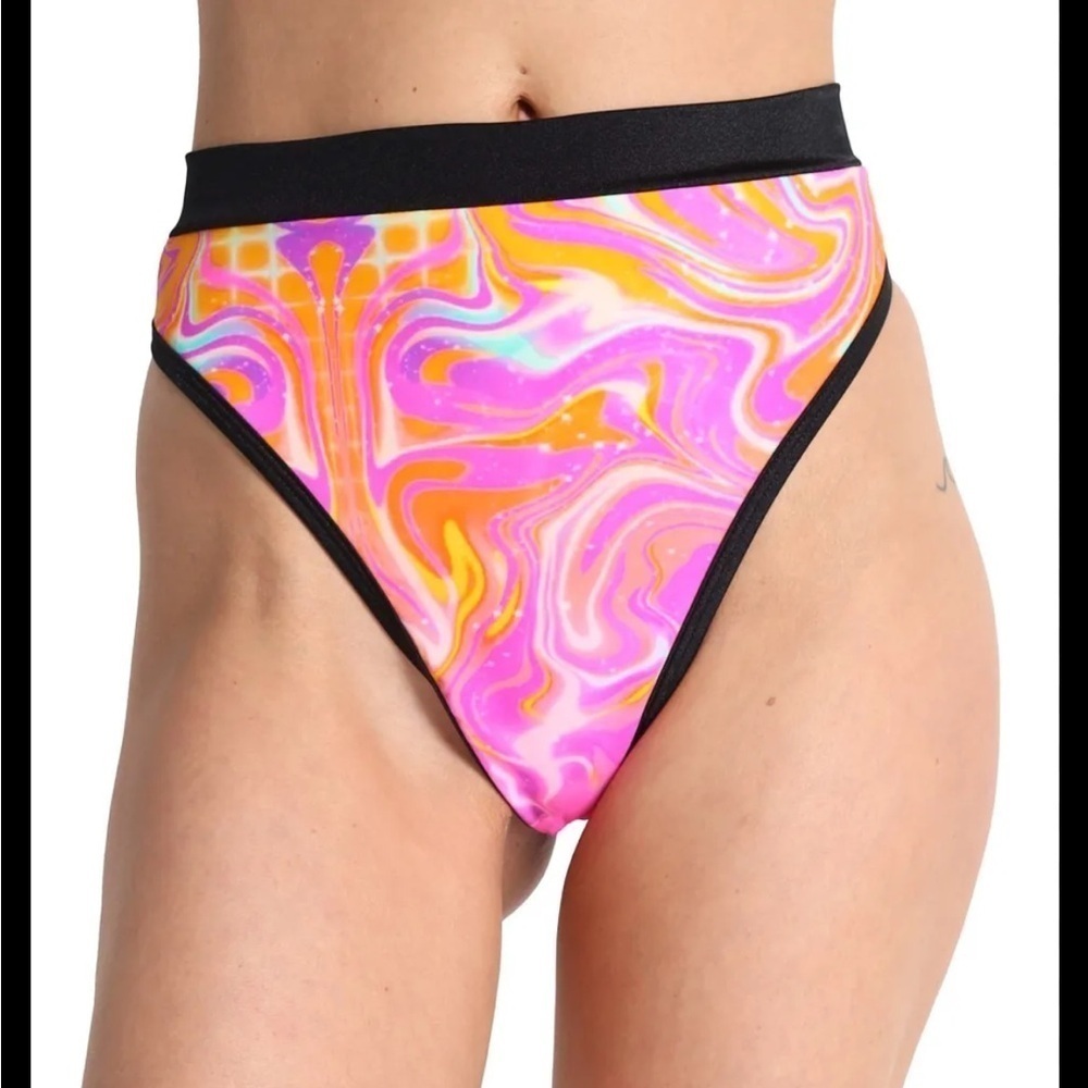 Rolita Couture x iHeartRaves Pink Fractal Flashbacks Bootylicious Rave Bottoms S